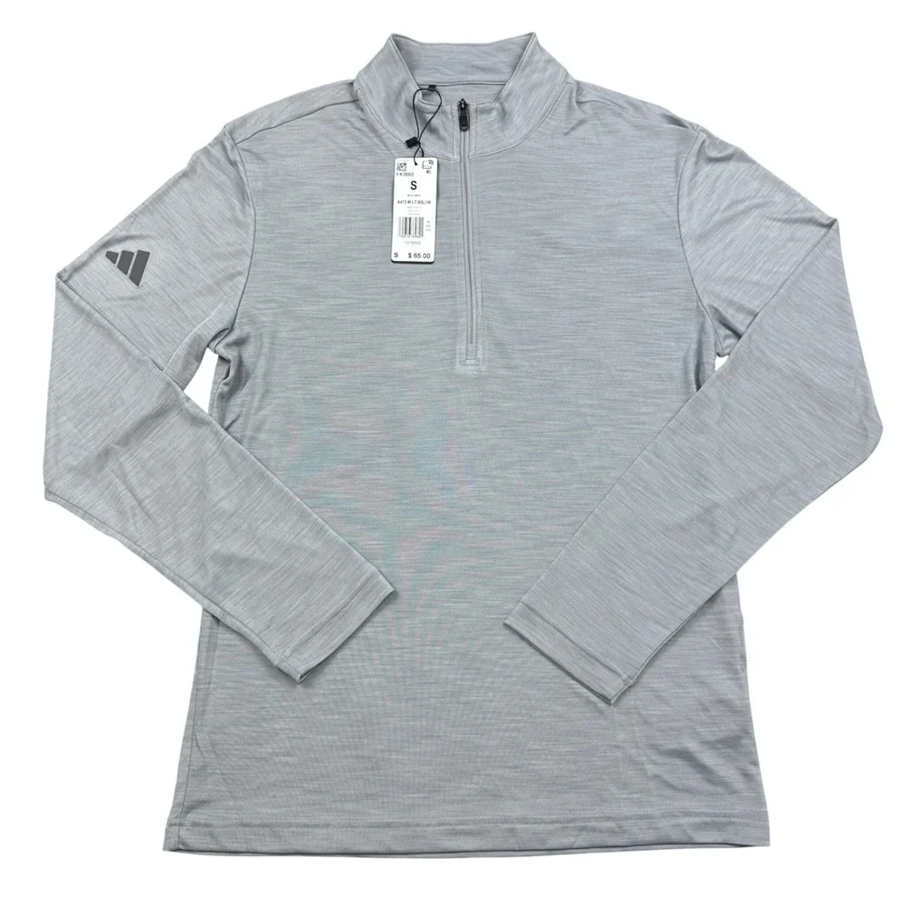 Adidas Golf Mens Quarter Zip Pullover Heather Grey Long Sleeve Active Top Small